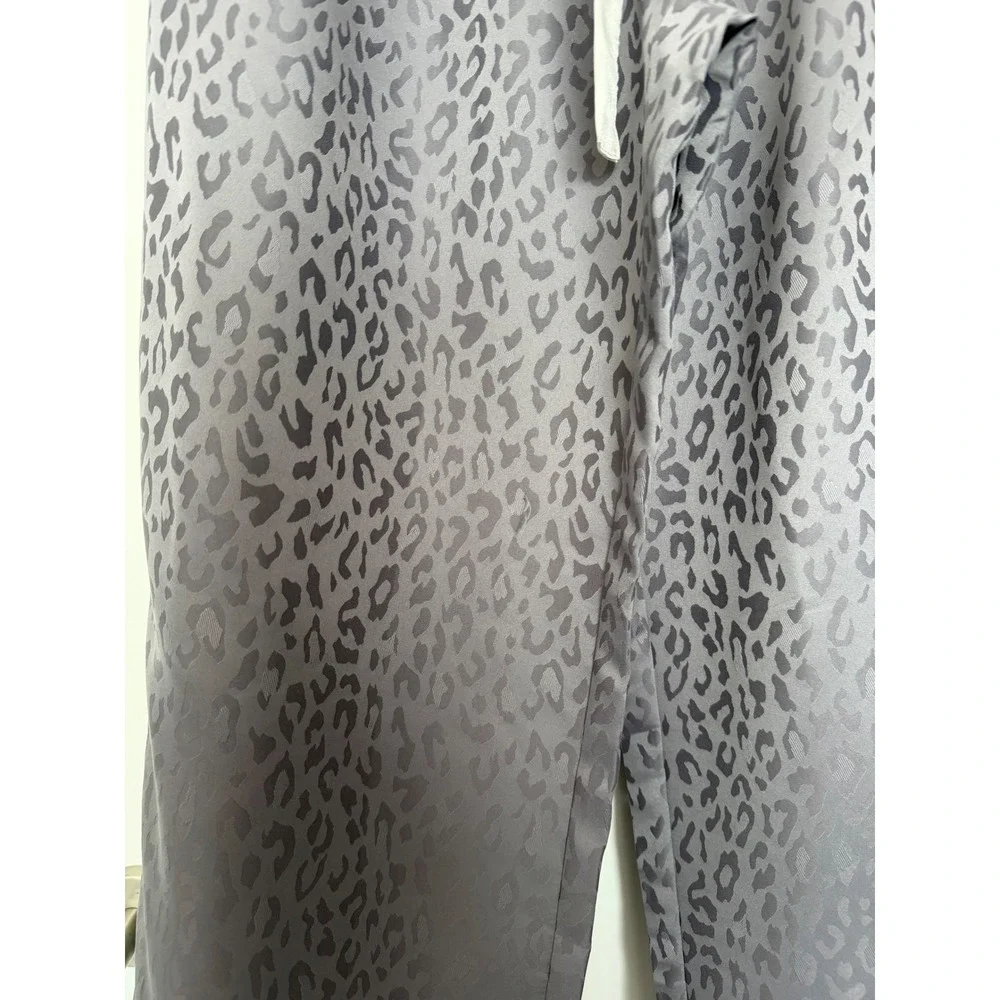 Victoria's Secret Satin Leopard Pajama Set Gray Long‎ Small NWT
